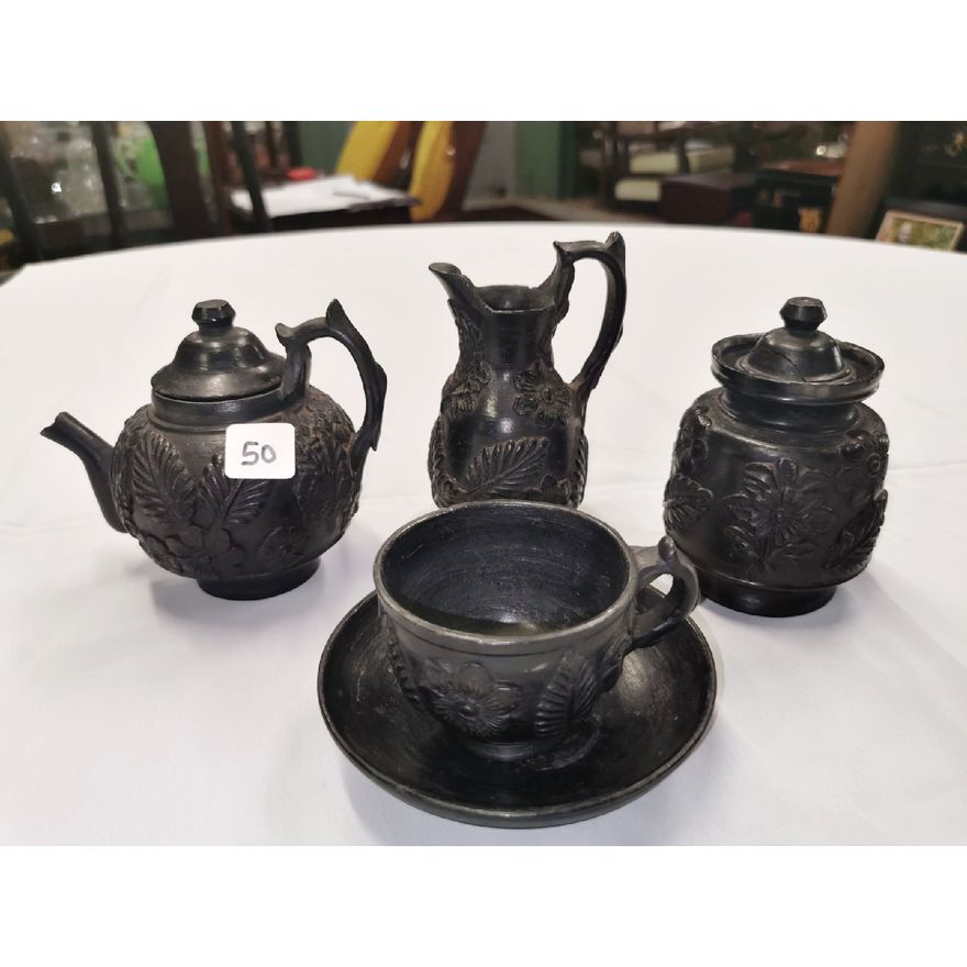 BLACK POTTERY SET DONA ROSE STYLE
